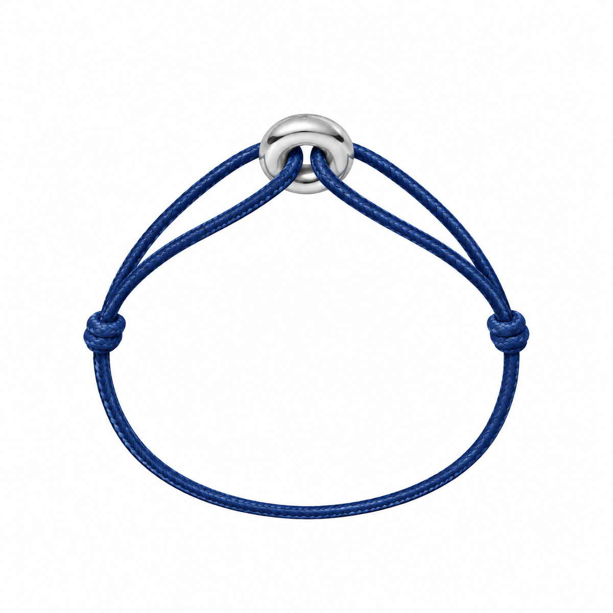 WECORD Mini Silver Soho Bracelet with Navy Blue Cord