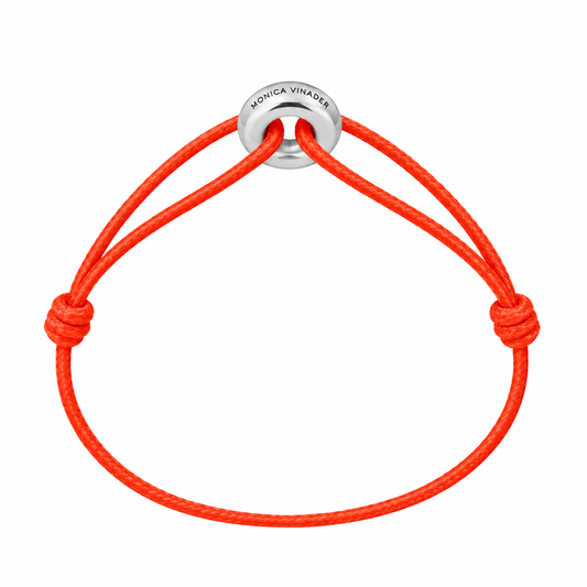 WECORD Mini Silver Soho Bracelet with Neon Pink Cord