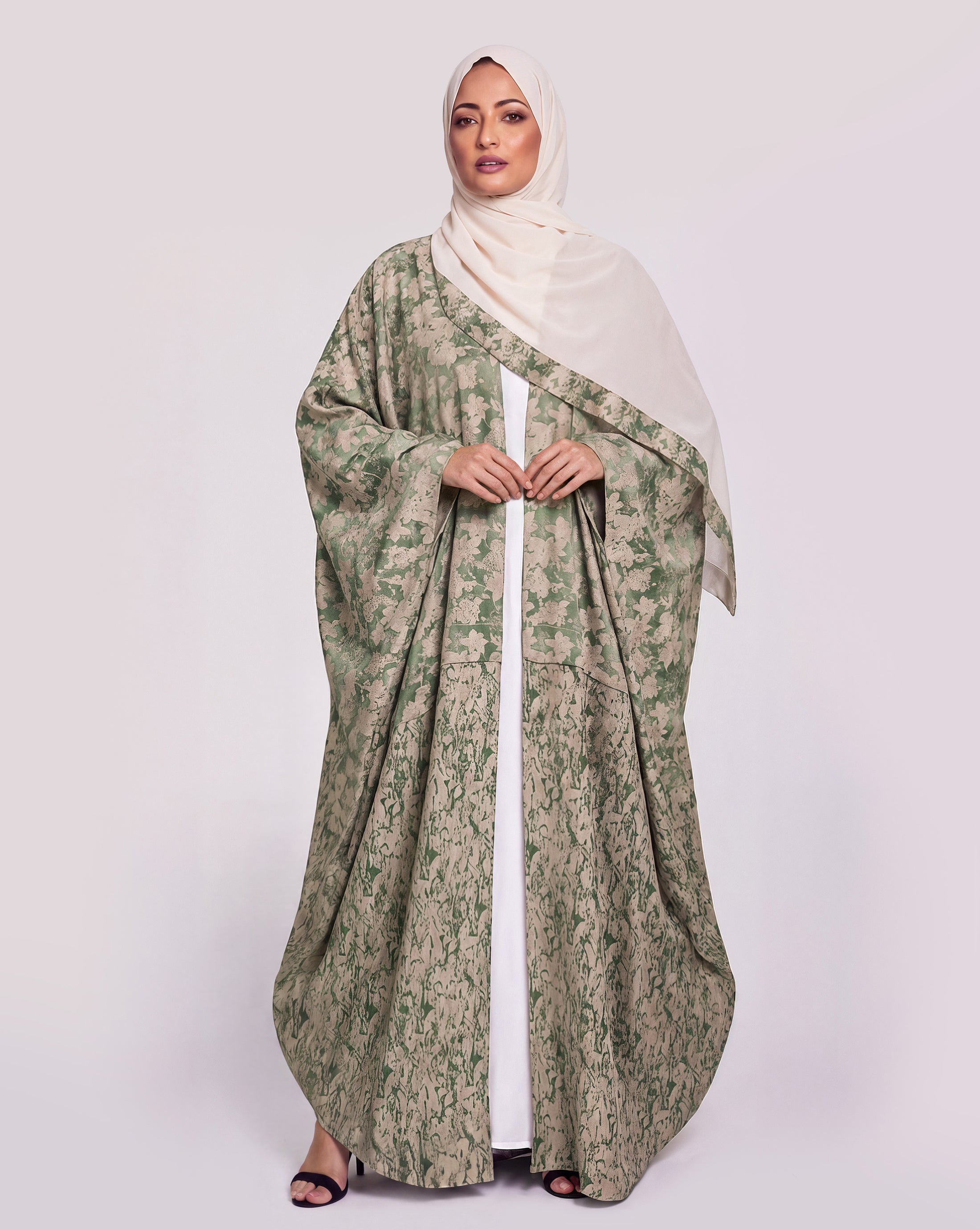 Summer Abaya Green Flower design