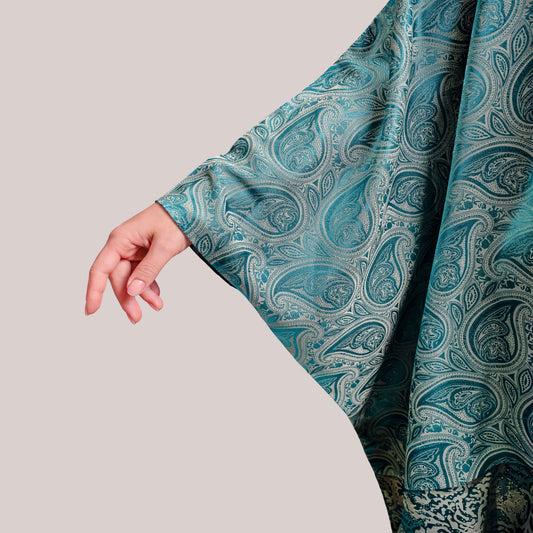Summer Abaya Turquoise Damask design