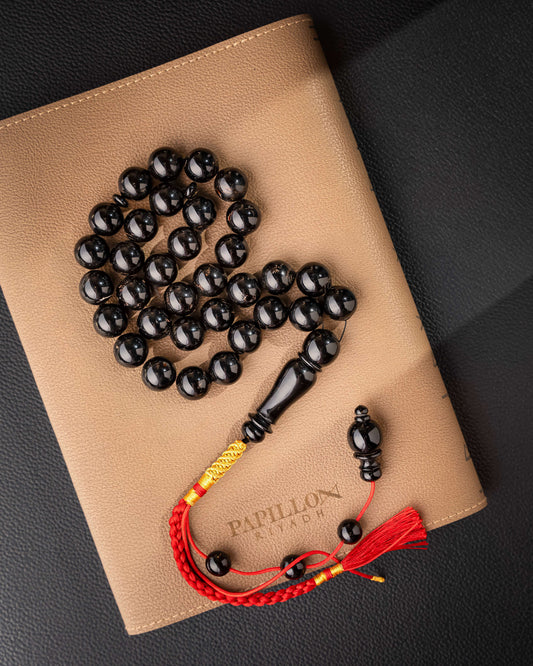 Black coral (Murjan) Subha with a custom tassel pendant