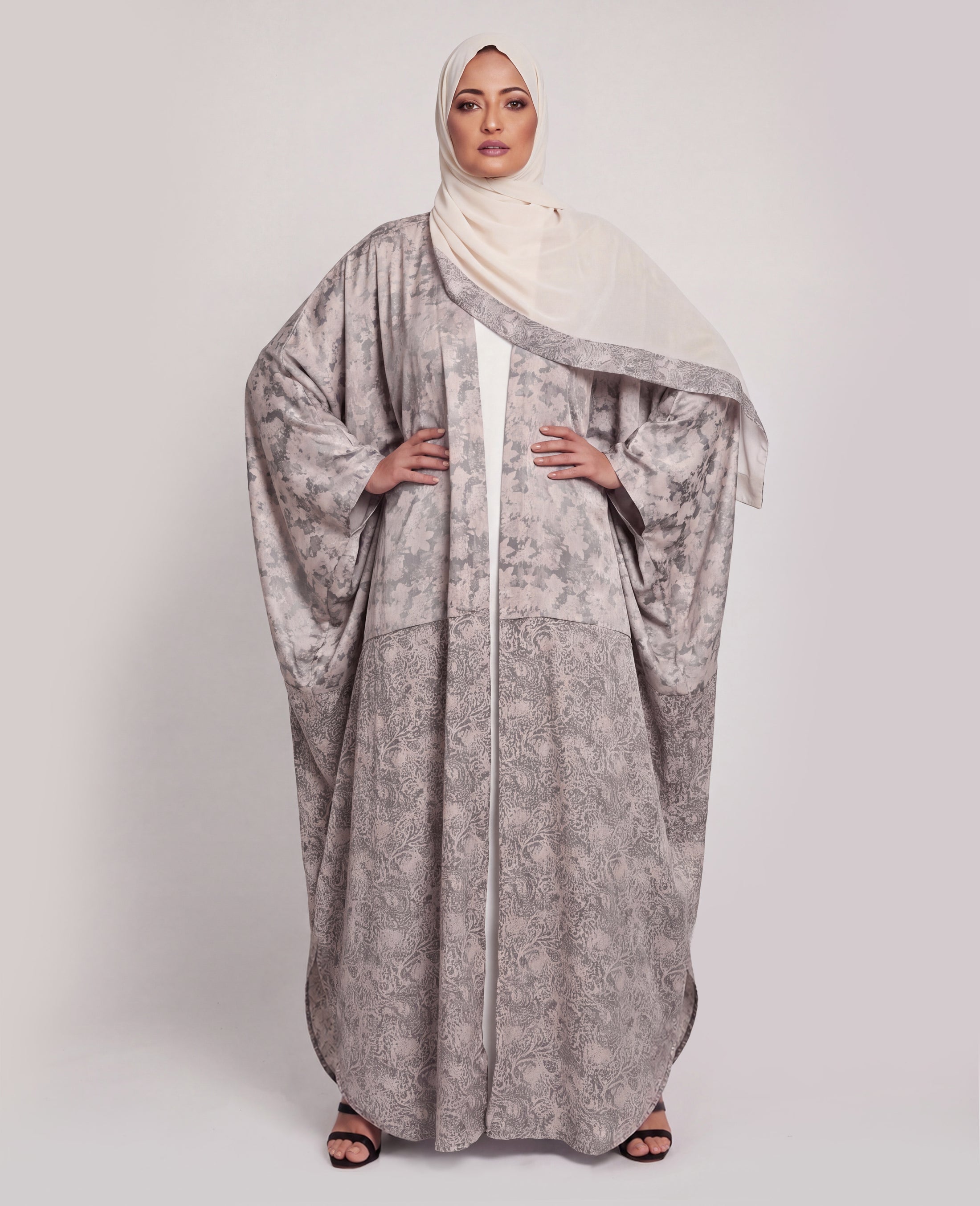 Summer Abaya Ash Flower design