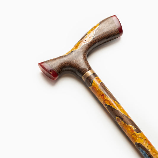 Hand made Ebony Wood stick with Karhaman stone engaved Big