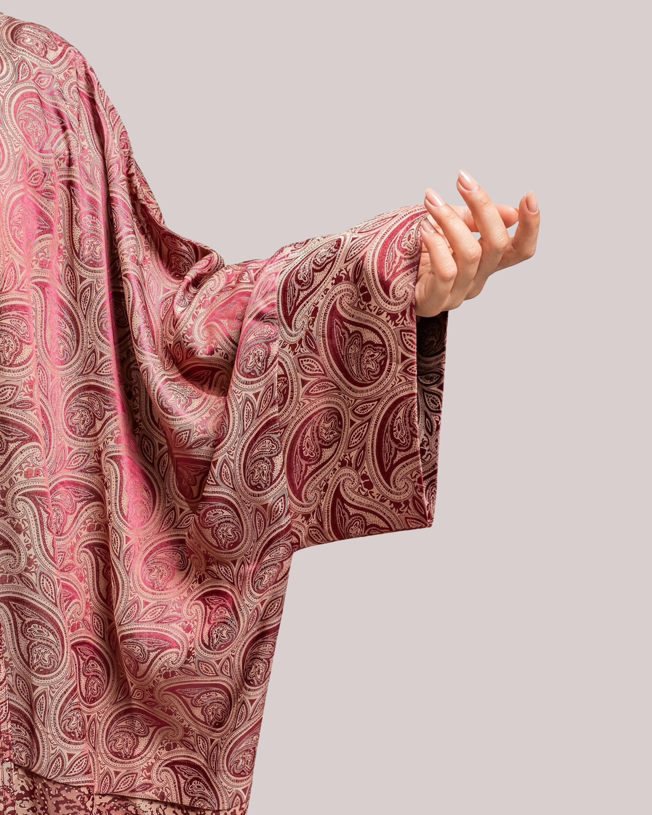 Summer Abaya Red Damask design