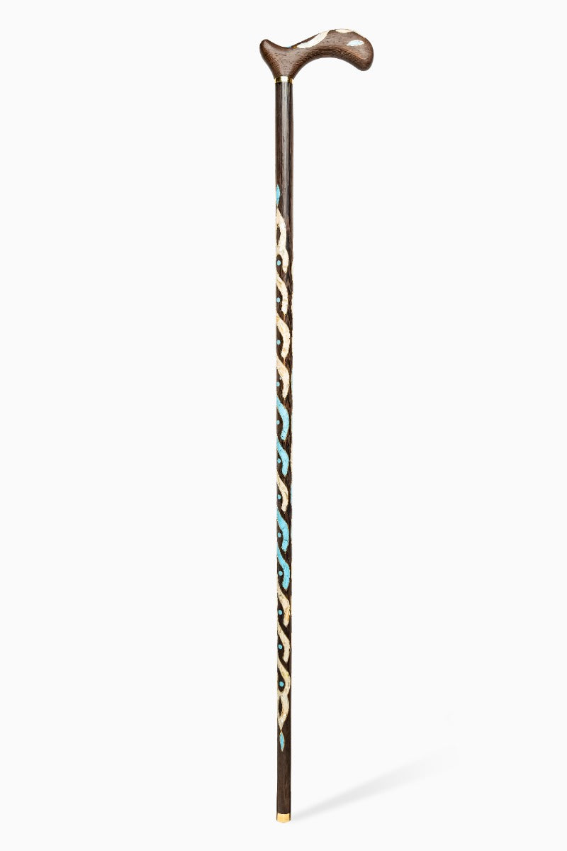 Hand made Ebony Wood stcks wi Tourqouise Stone