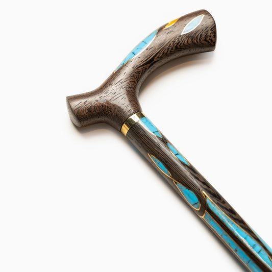 Hand made Ebony Wood stcks wi Tourqouise Stone