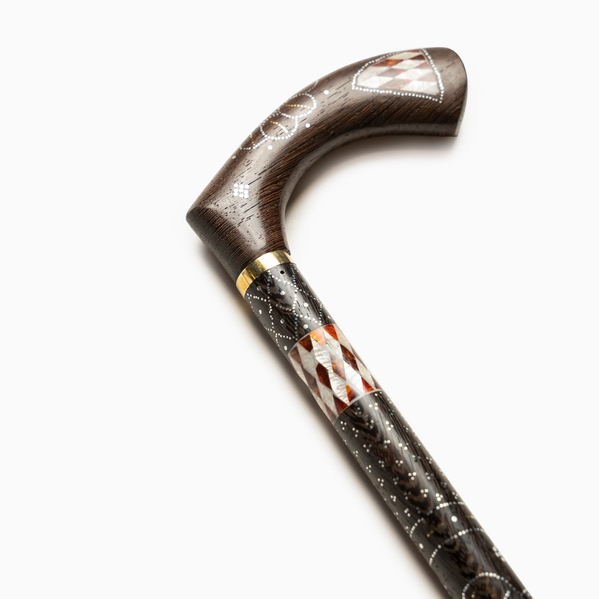 Hand made Ebony Wood stick with Sea Shell stone engaved Big