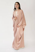 Load image into Gallery viewer, Briolette Beaded Salmon Silk Crepe abaya -58
