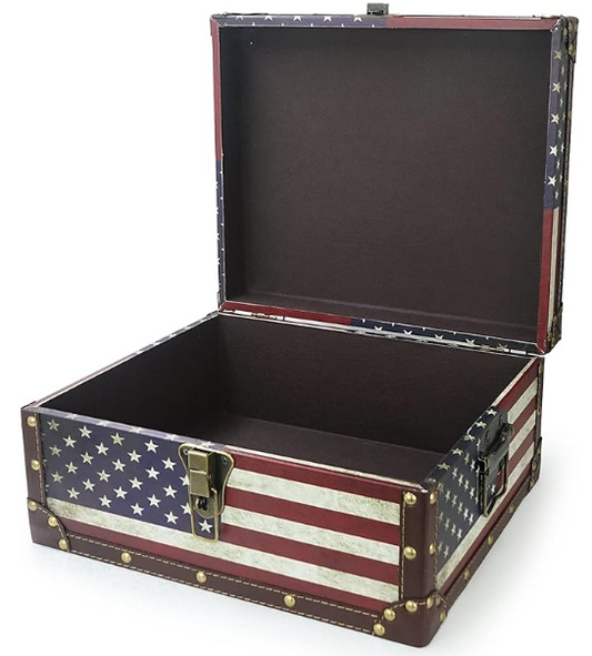 HOPEWELL American Flag Treasure Chest Box - Small - 47 x 35 x 25 CM