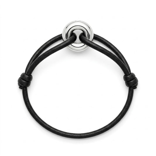 WECORD Silver Soho Diamond Bracelet with Black Cord