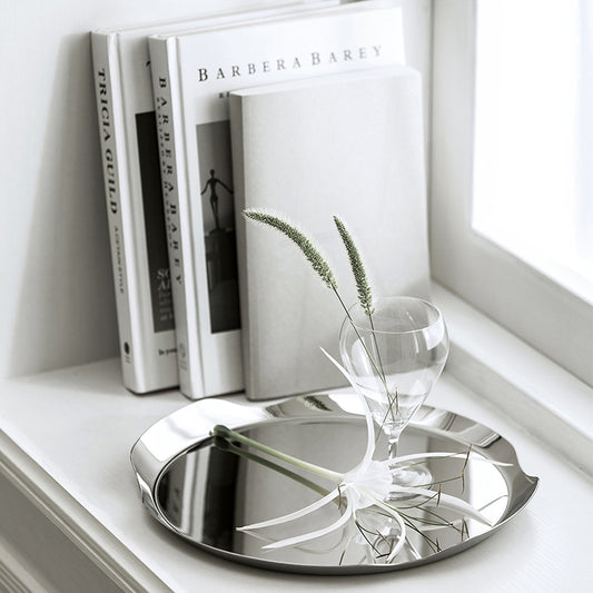 HD Stainless Steel Round Tray with Handle/ Shallow S