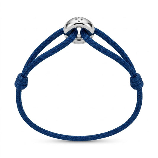 WECORD Silver Soho Diamond Bracelet with Navy Blue Cord