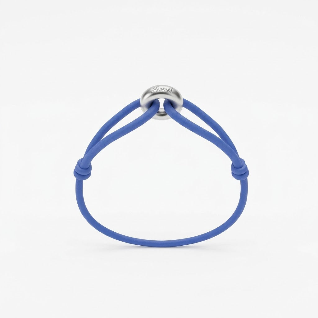 WECORD Silver Soho Bracelet with Pastel Blue Cord