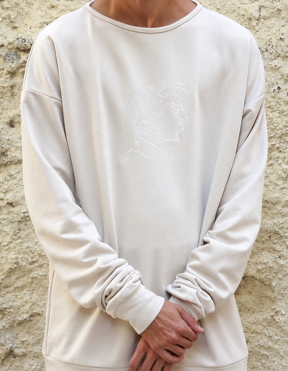 EMBROIDERED SWEATER DANTE ECRU ML