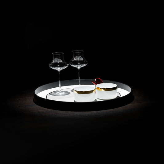 Optical Art Lacquered Round Tray-Black M