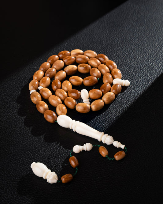 Subha Coconut Wood & Camel Bone Rosary (Jumbo) -41 Beads