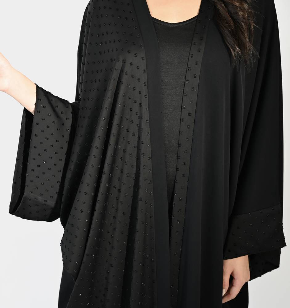Briolette abaya Black Crepe