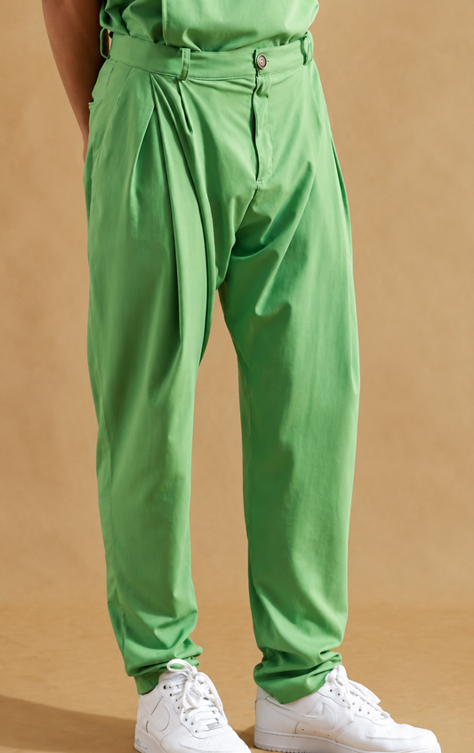 DEEP-PLEATED PANTS KULE GREEN ML