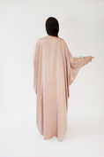 Load image into Gallery viewer, Briolette Beaded Salmon Silk Crepe abaya -58
