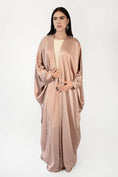 Load image into Gallery viewer, Briolette Beaded Salmon Silk Crepe abaya -58
