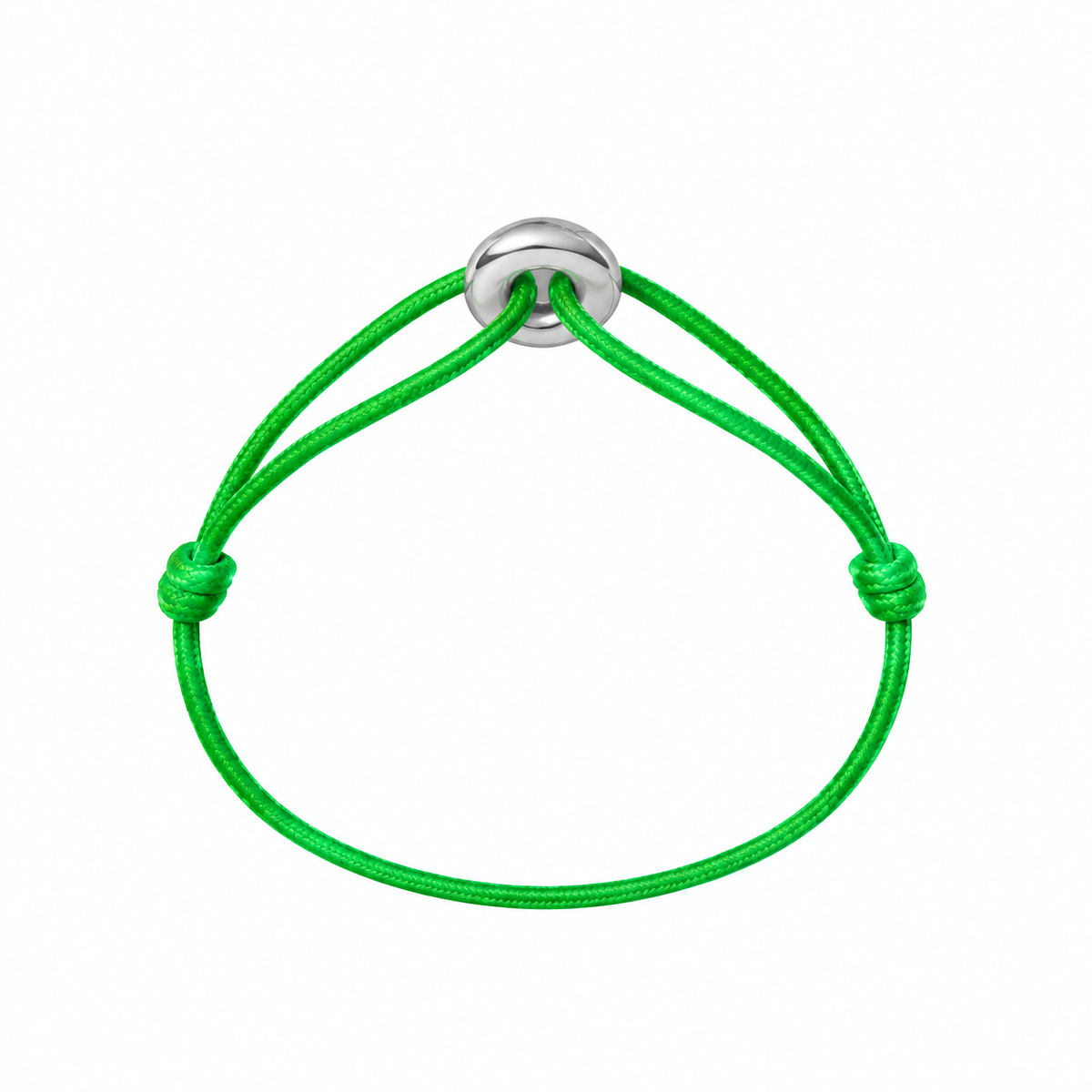 WECORD Mini Silver Soho Bracelet with Neon Green Cord