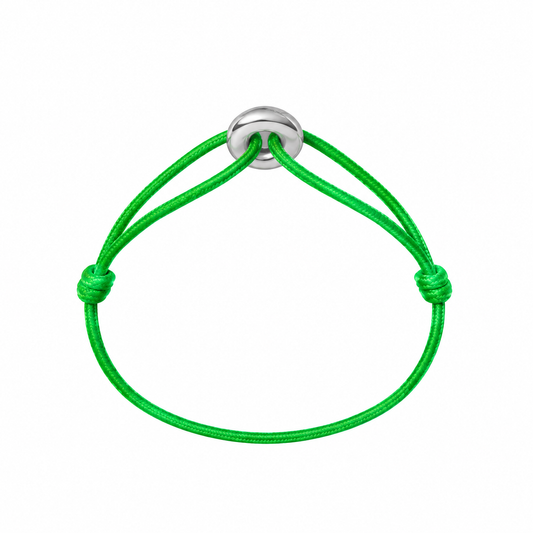 WECORD Mini Silver Soho Bracelet with Neon Green Cord