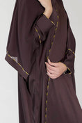 Load image into Gallery viewer, Briolette abaya Beaded Burgundy Silk Crepe-58
