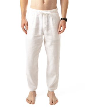 APRILO White Linen Pant | Large
