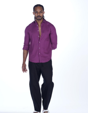 APRILO Violet Linen Shirt | Small