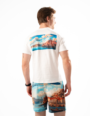 APRILO Beach Print T-Shirt | Large