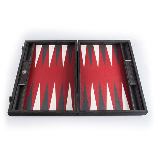 MANOPOULOS Handmade Burgundy Red Inlaid Leatherette Backgammon with Sideracks 48x30cm