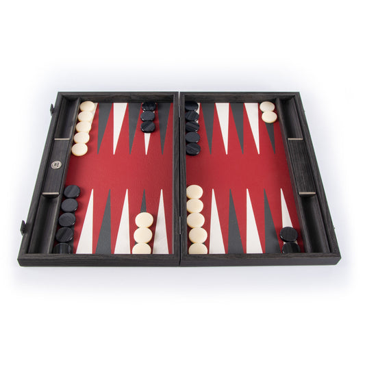 Handmade Burgundy Red Inlaid Leatherette Backgammon with Sideracks 48x30cm