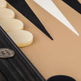 Load image into Gallery viewer, Handmade Mocha Brown Inlaid Leatherette Backgammon with Sideracks 48x30cm
