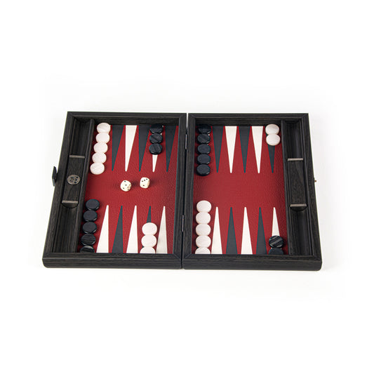 MANOPOULOS Handmade Burgundy Red Inlaid Leatherette Backgammon with Side racks 30x20cm (2 PIECES)