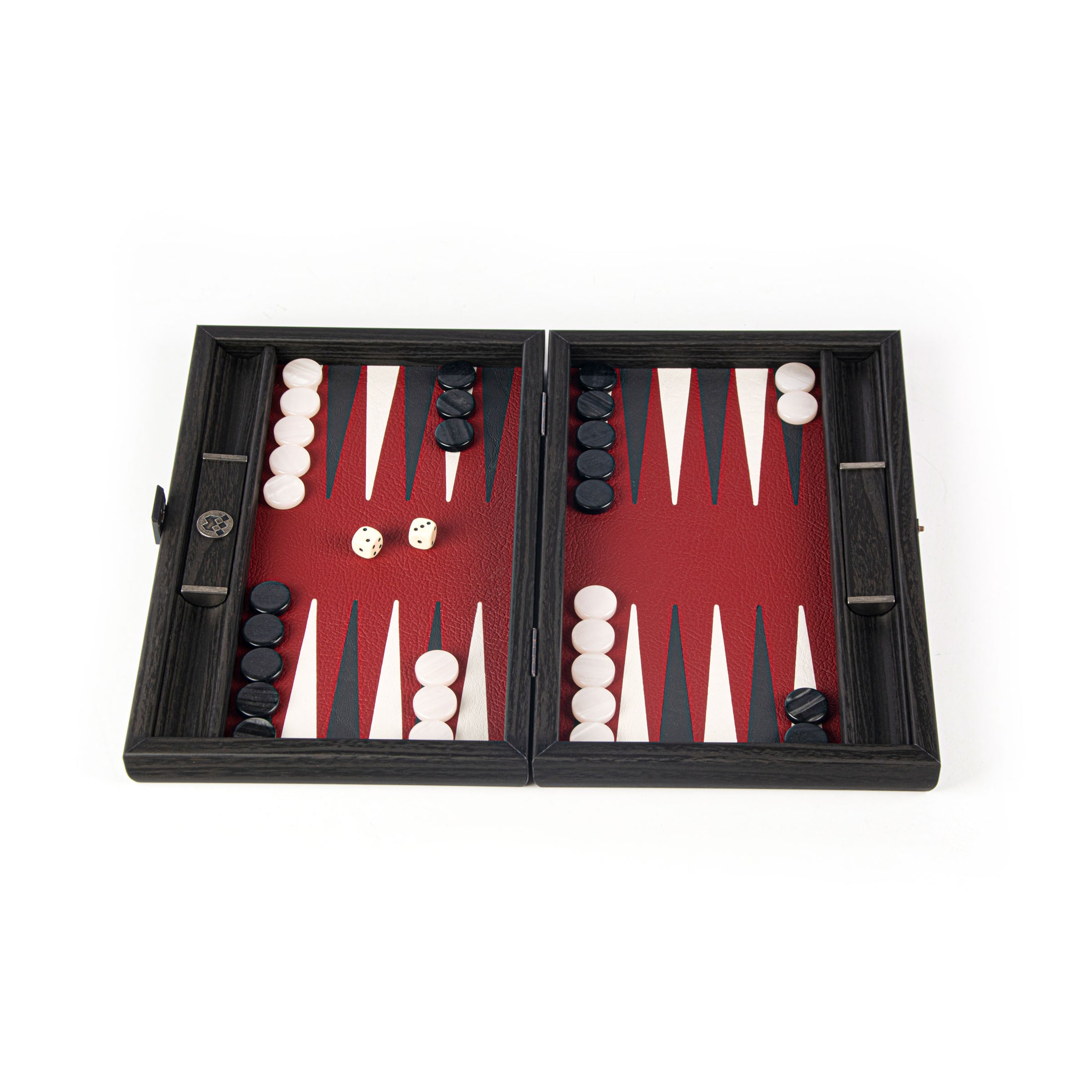 Handmade Burgundy Red Inlaid Leatherette Backgammon with Side racks 30x20cm
