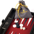 Load image into Gallery viewer, MANOPOULOS Handmade Burgundy Red Inlaid Leatherette Backgammon with Side racks 30x20cm (2 PIECES)
