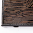 Load image into Gallery viewer, MANOPOULOS Handmade Ebony Burl Inlaid Backgammon with Grey & Oak points with Side racks 48x30cm
