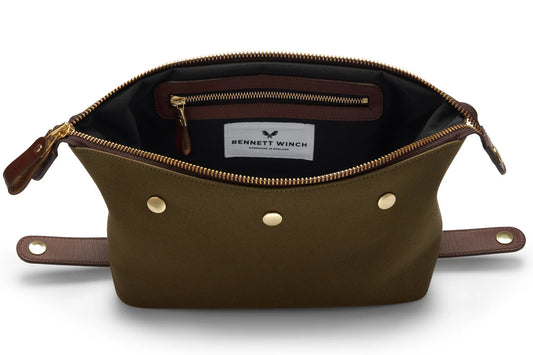 Canvas Wash Bag -Dopp Kit- Olive