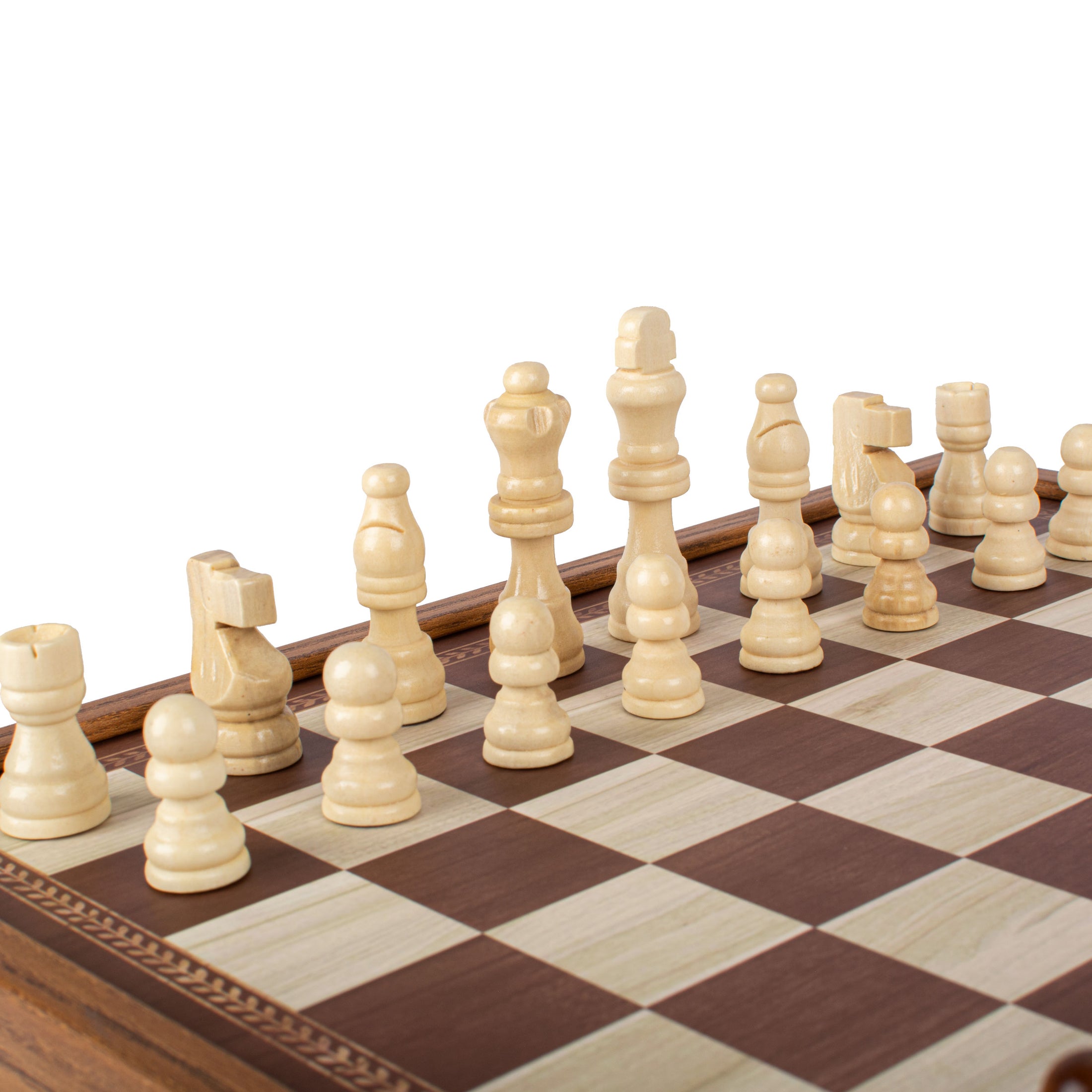 MANOPOULOS Chess/Backgammon/Ludo/Snakes - Classic Style Design in Walnut Replica Wooden Case