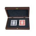 Load image into Gallery viewer, MANOPOULOS Plastic coated playing cards in Brown Leather Ostrich tote wooden case 24x17cm
