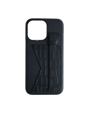 CONCEPTO Matte Black Embossed Duo Crocodile Case for iPhone 14 Pro Max Black Frame
