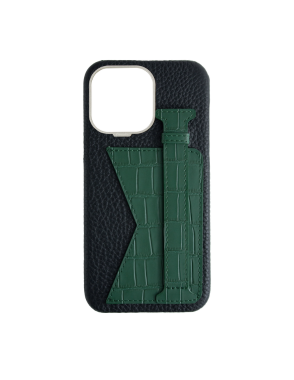 CONCEPTO Matte Royal Green Embossed Duo Crocodile Case for iPhone 15 Pro Max Silver Frame
