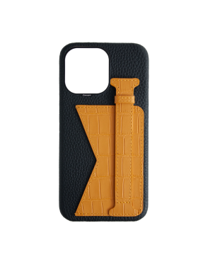CONCEPTO Matte Mustard Embossed Duo Crocodile Case for iPhone 15 Pro Max Black Frame