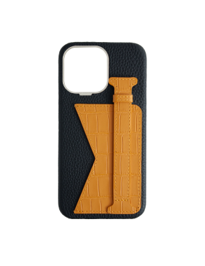 CONCEPTO Matte Mustard Embossed Duo Crocodile Case for iPhone 15 Pro Max Silver Frame