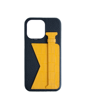 CONCEPTO Matte Yellow Embossed Duo Crocodile Case for iPhone 14 Pro Black Frame