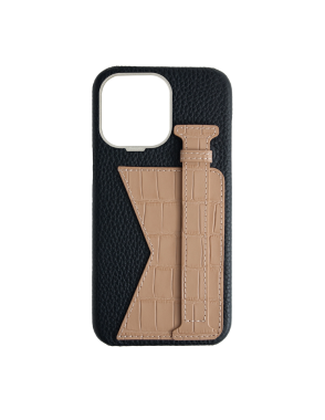CONCEPTO Matte Nude Embossed Duo Crocodile Case for iPhone 14 Pro Silver Frame