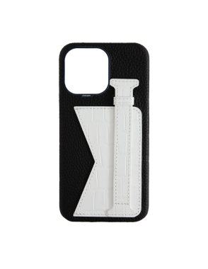 CONCEPTO Matte White Embossed Duo Crocodile Case for iPhone 14 Pro Black Frame