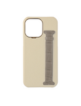 Load image into Gallery viewer, CONCEPTO Stone-Grey Exotic Crocodile Side Strap Case for iPhone 14 Pro Max Gold Frame
