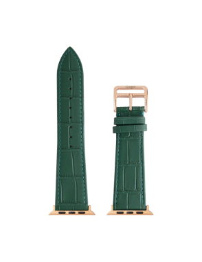 CONCEPTO Matte Royal Green Embossed Crocodile Watch Strap 38-42 mm | Rose Gold