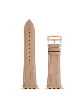 38-Matte Nude Embossed Crocodile Strap Rose Gold